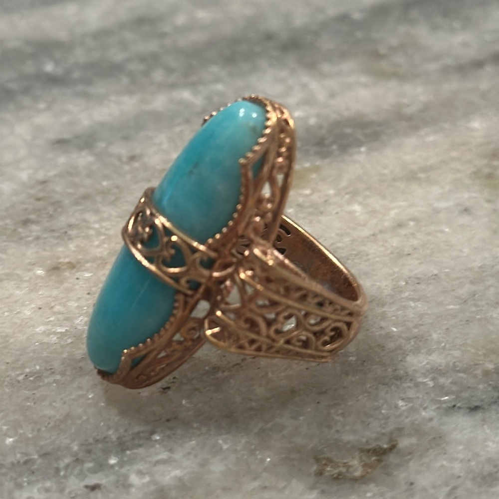 Turquoise and copper ring